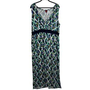 Merona Womens Plus Size 2 VNeck Maxi Dress Abstract Pattern Stretchy Lightweight